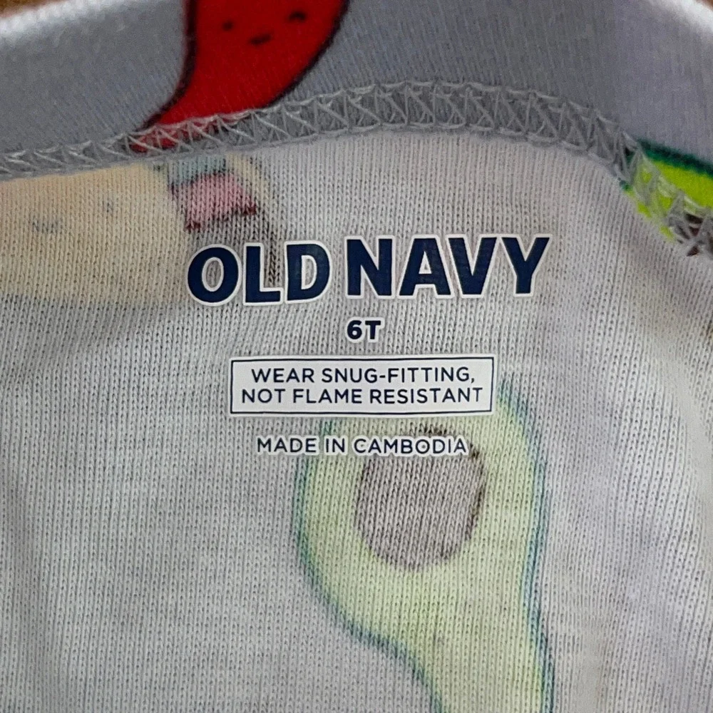 Old Navy Kids 6T Red Blue Taco Avocado Print Snug Fit Pajama Leggings 2-Pack NWT